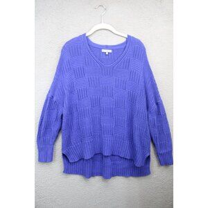 Habitat Linen Blend Boxy Sweater-Size M/L-Cable Knit-BOHO